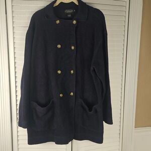 J Peterman Womens Navy‎ Pea Coat Medium